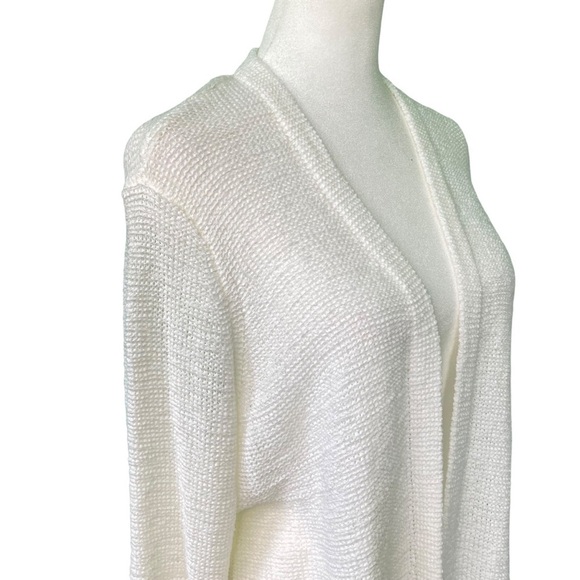 Michael Kors Bright White Crochet Fringe Open Front Cardigan (Size L) - Picture 4 of 14